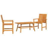 Garden Lounge Set 3 pcs Brown Solid Acacia Wood - Front View