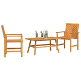 Garden Lounge Set 3 pcs Brown Solid Acacia Wood - Side View