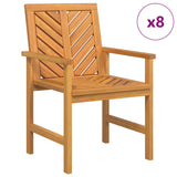 Dining Chair 8 pcs Natural 62.5 x 59 x 89 cm Solid Acacia Wood - Front View
