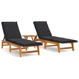 3 Piece Garden Lounge Set Poly Rattan&Solid Wood Acacia - Front View