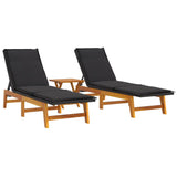 3 Piece Garden Lounge Set Poly Rattan&Solid Wood Acacia - Side View