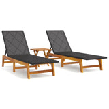 3 Piece Garden Lounge Set Poly Rattan&Solid Wood Acacia - Front View