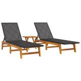 3 Piece Garden Lounge Set Poly Rattan&Solid Wood Acacia - Side View