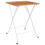 3 Piece Folding Bistro Set Solid Wood Acacia and Steel - Top-Down View