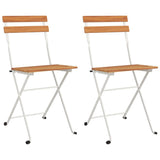 Folding Bistro Chairs 2 pcs Solid Wood Acacia and Steel