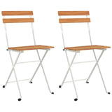 Folding Bistro Chairs 2 pcs Solid Wood Acacia and Steel - Front View