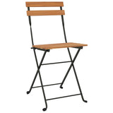 3 Piece Folding Bistro Set Solid Wood Teak and Steel - Top-Down View