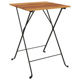 Folding Bistro Table 55x54x71 cm Solid Wood Teak and Steel - Front View