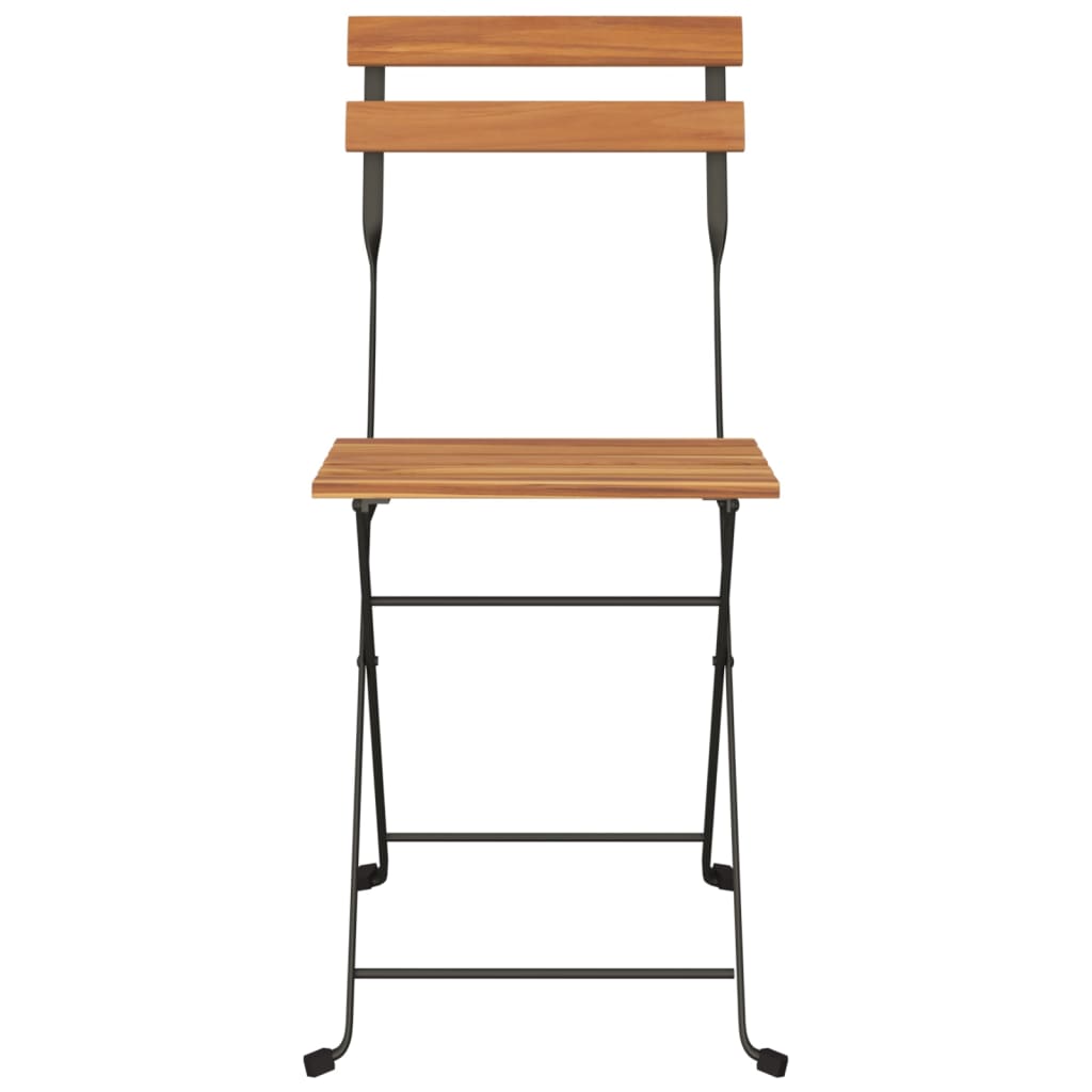 Folding Bistro Chairs 2 pcs Solid Wood Teak and Steel