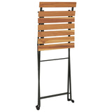 Folding Bistro Chairs 2 pcs Solid Wood Teak and Steel - Close-Up Angle