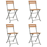 Folding Bistro Chairs 4 pcs Solid Wood Teak and Steel - Front View