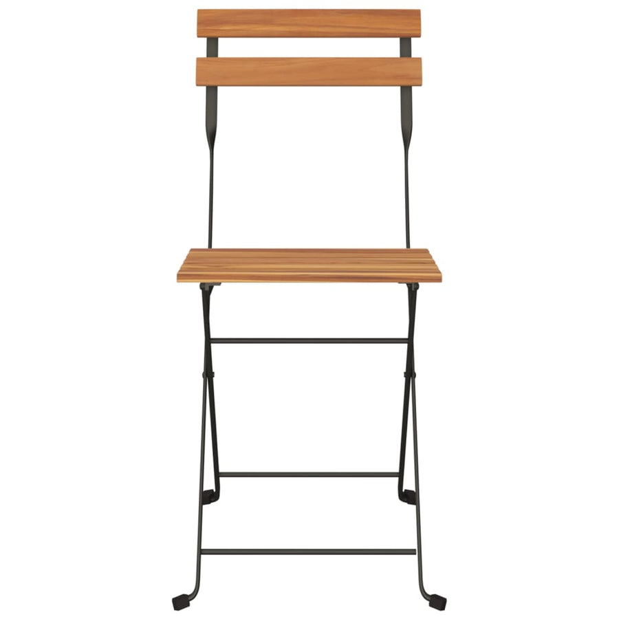 Folding Chairs 4 pcs Solid Wood Teak and Steel
