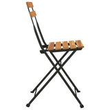 Folding Bistro Chairs 4 pcs Solid Wood Teak and Steel - 45-Degree Angle