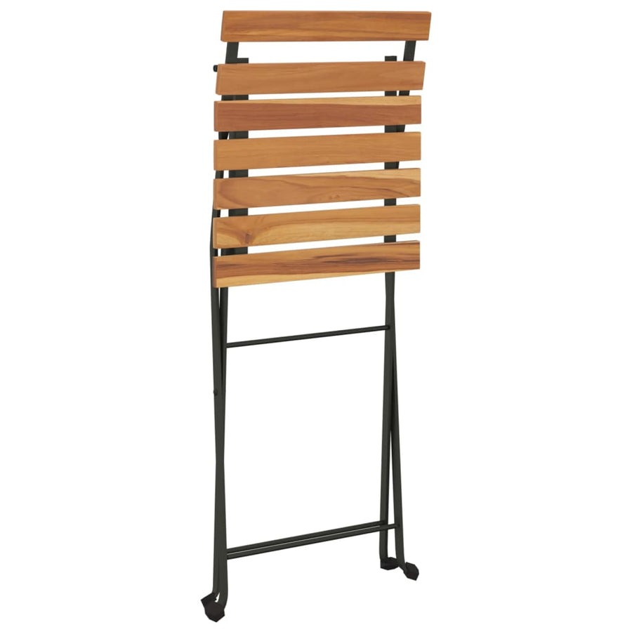 Folding Chairs 4 pcs Solid Wood Teak and Steel