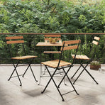 Folding Chairs 4 pcs Solid Wood Teak and Steel