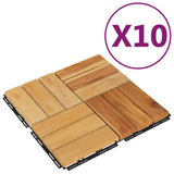 Decking Tiles 10 pcs 30x30 cm Solid Wood Teak - Front View