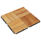Decking Tiles 10 pcs 30x30 cm Solid Wood Teak - Side View