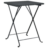 Folding Bistro Table Black 55x54x71 cm Poly Rattan - Front View