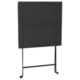 Folding Bistro Table Black 55x54x71 cm Poly Rattan