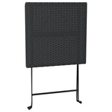 Folding Bistro Table Black 55x54x71 cm Poly Rattan - Rear View