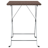 Folding Bistro Table Brown 55x54x71 cm Poly Rattan - Side View
