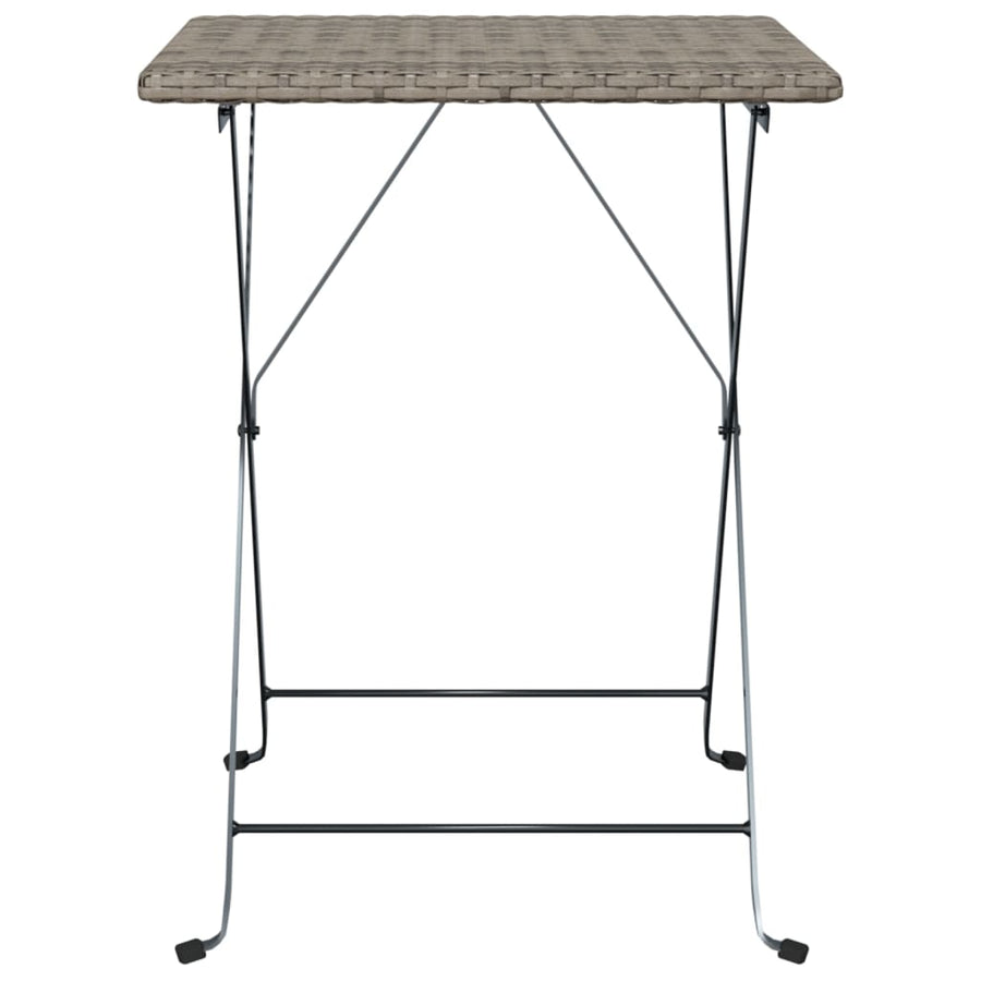 Folding Bistro Table Grey 55x54x71 cm Poly Rattan