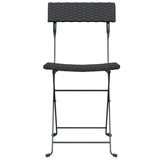 Folding Bistro Chairs 2 pcs Black Poly Rattan and Steel - Top-Down View