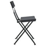 Folding Bistro Chairs 2 pcs Black Poly Rattan and Steel