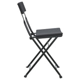 Folding Bistro Chairs 2 pcs Black Poly Rattan and Steel - 45-Degree Angle