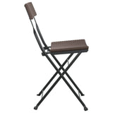 Folding Bistro Chairs 2 pcs Brown Poly Rattan and Steel - 45-Degree Angle
