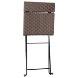 Folding Bistro Chairs 2 pcs Brown Poly Rattan and Steel