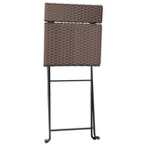 Folding Bistro Chairs 2 pcs Brown Poly Rattan and Steel - Close-Up Angle