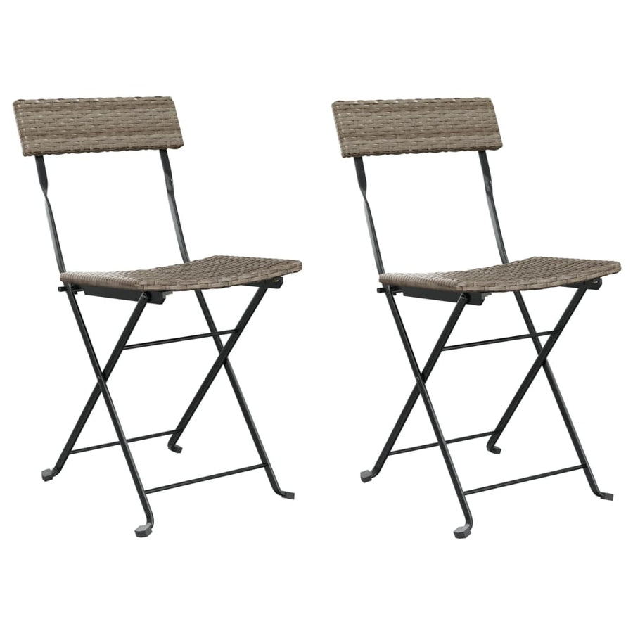 Folding Chairs 2 pcs Grey Poly Rattan and Steel