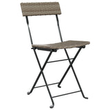 Folding Bistro Chairs 2 pcs Grey Poly Rattan and Steel - Side View