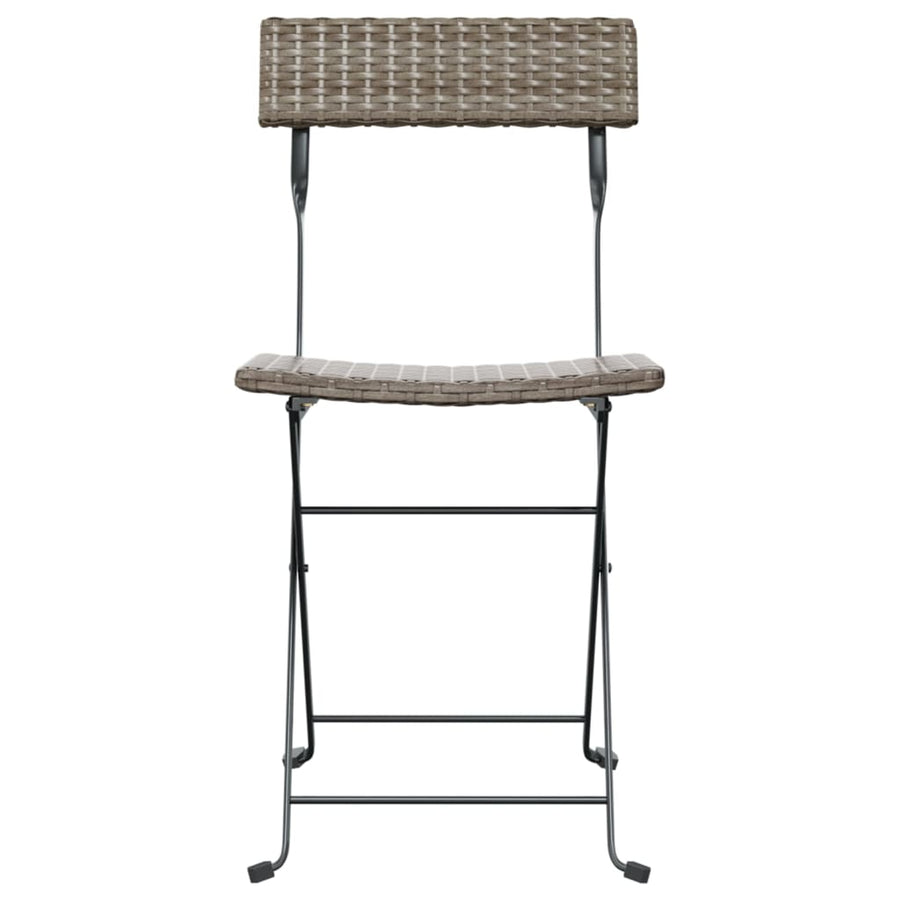 Folding Chairs 2 pcs Grey Poly Rattan and Steel