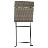Folding Bistro Chairs 2 pcs Grey Poly Rattan and Steel - Close-Up Angle