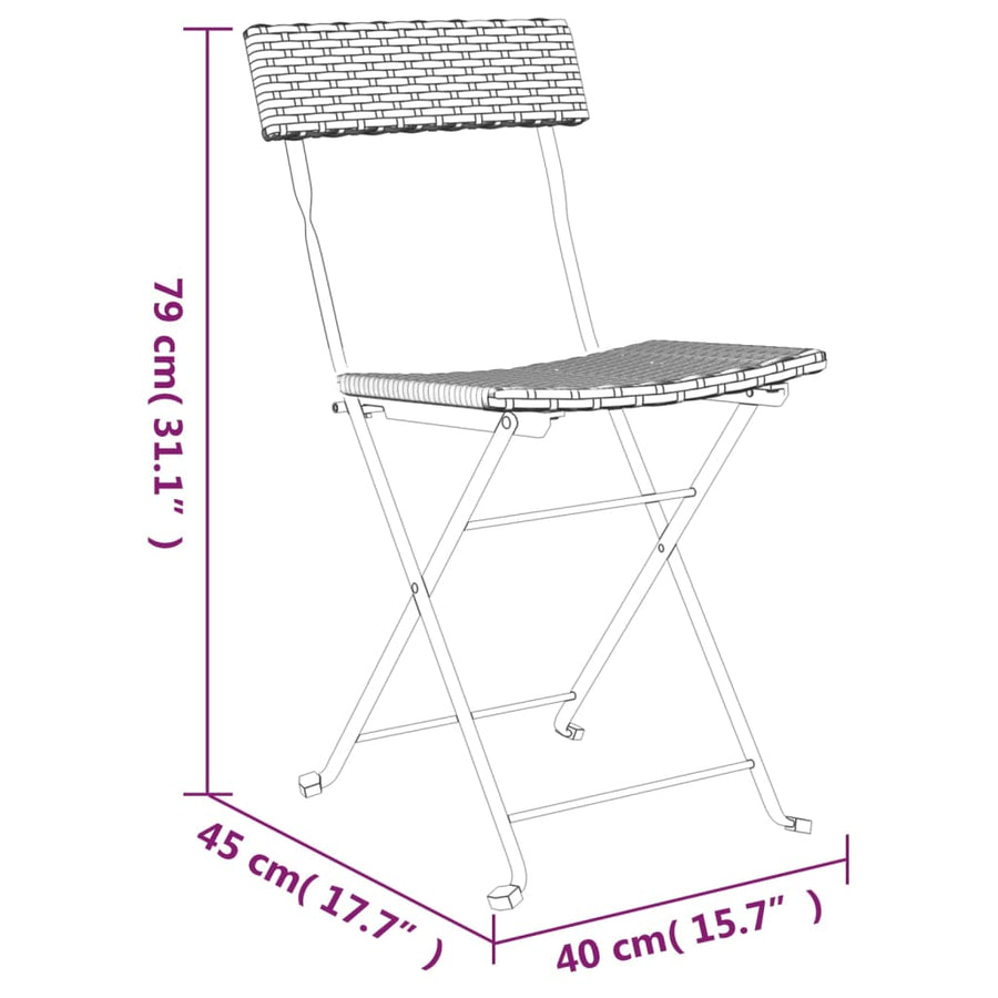 Folding Chairs 2 pcs Grey Poly Rattan and Steel
