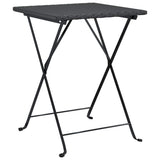 3 Piece Folding Bistro Set Black Poly Rattan - 45-Degree Angle