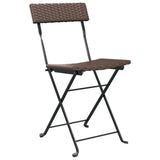 3 Piece Folding Bistro Set Brown Poly Rattan - Top-Down View