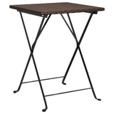 3 Piece Folding Bistro Set Brown Poly Rattan - 45-Degree Angle