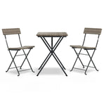 3 Piece Folding Bistro Set Grey Poly Rattan