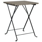 3 Piece Folding Bistro Set Grey Poly Rattan - 45-Degree Angle