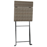 3 Piece Folding Bistro Set Grey Poly Rattan - Rear View