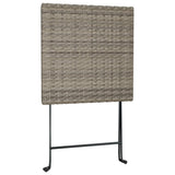 3 Piece Folding Bistro Set Grey Poly Rattan - Close-Up Angle