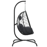 Hanging Egg Chair with Cushion Anthracite Poly Rattan&Steel - Top-Down View