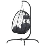 Hanging Egg Chair with Cushion Anthracite Poly Rattan&Steel - 45-Degree Angle