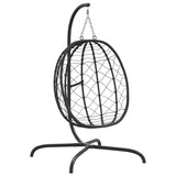Hanging Egg Chair with Cushion Anthracite Poly Rattan&Steel - Close-Up Angle