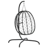 Hanging Egg Chair with Cushion Cream White Poly Rattan&Steel
