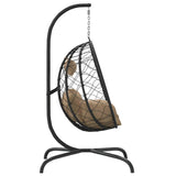 Hanging Egg Chair with Cushion Taupe Poly Rattan&Steel - Top-Down View