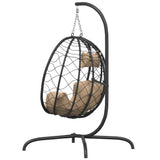Hanging Egg Chair with Cushion Taupe Poly Rattan&Steel - 45-Degree Angle
